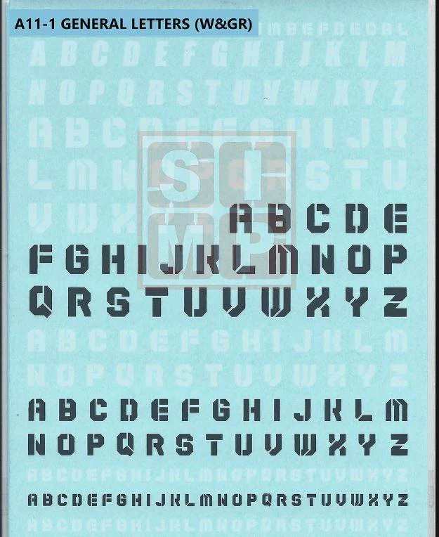 A11-1 General Design Water Decal Letters
