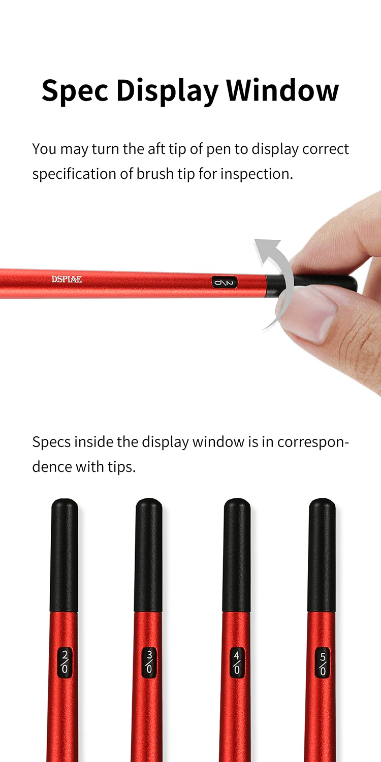 DSPIAE AT-FB01 Fine Brush With Replicable Point Tip - Red - Image 5