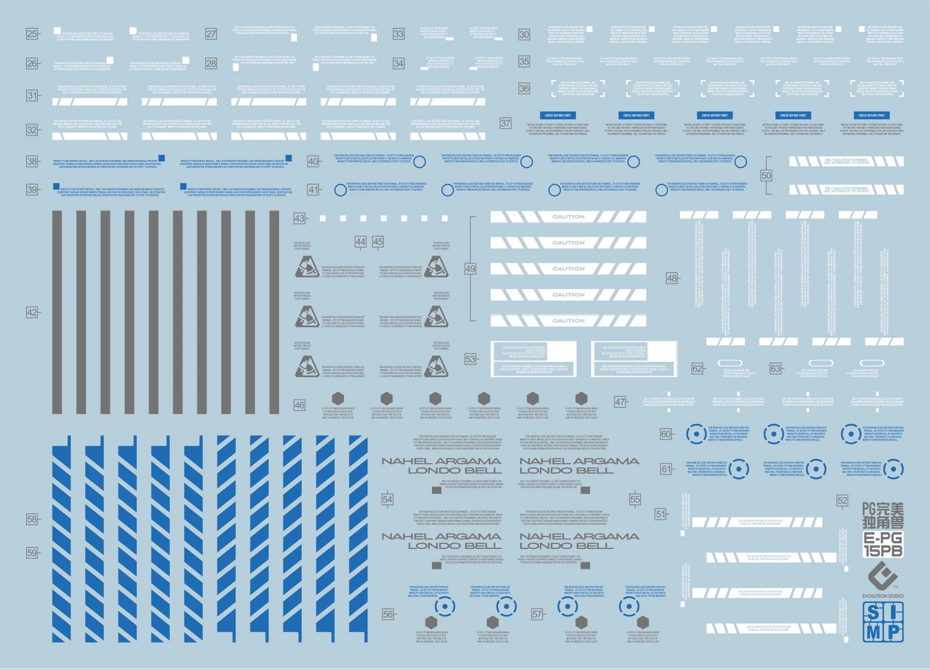 D21 PG Unicorn Gundam (Blue) Perfectibility & Divine Expansion Set Decal Sheet - Image 5