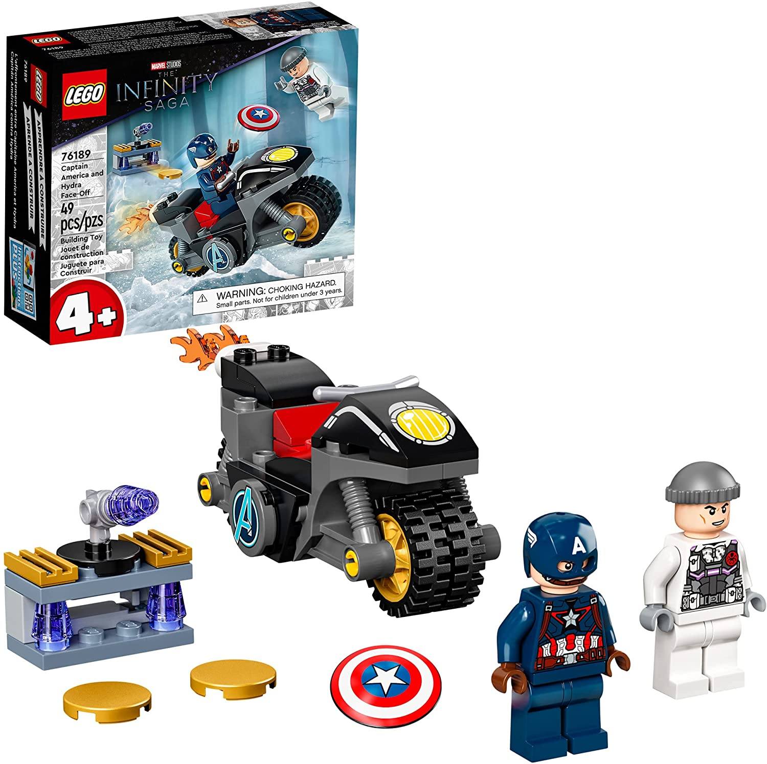 LEGO Marvel Captain America and Hydra Face-Off 76189 Collectible Building Kit; Captain America and Motorcycle Set