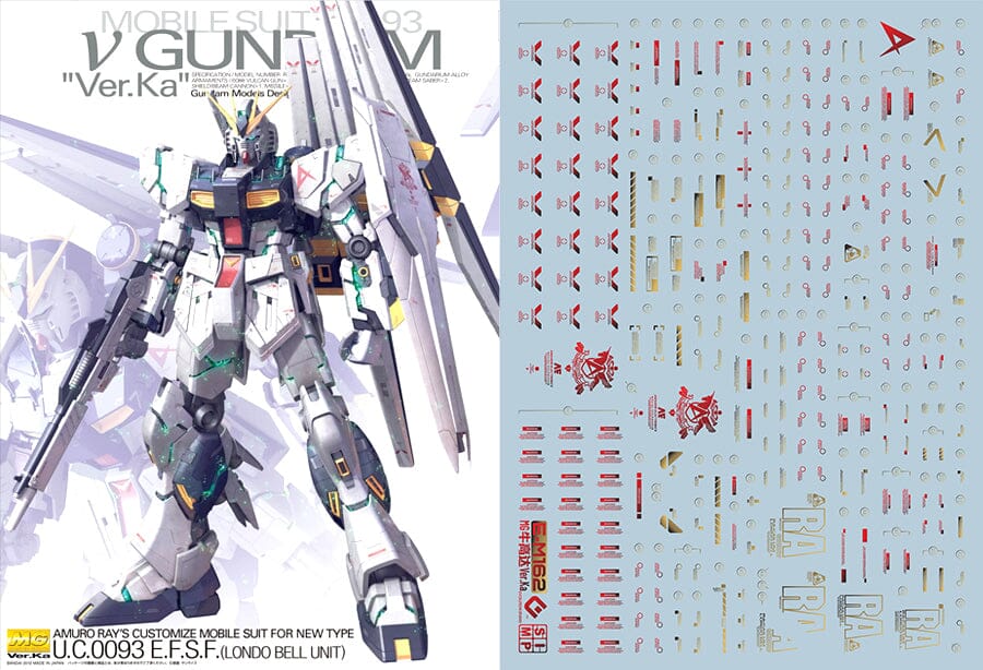 E13 MG Nu Gundam Ver.Ka Metallic Water Slide Decal