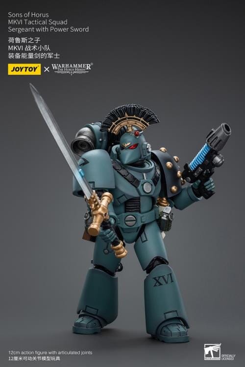 Warhammer 40k Sons of Horus MKVI Tactical Squad Sergeant with Power Sword 1/18 Scale Figure - Image 8
